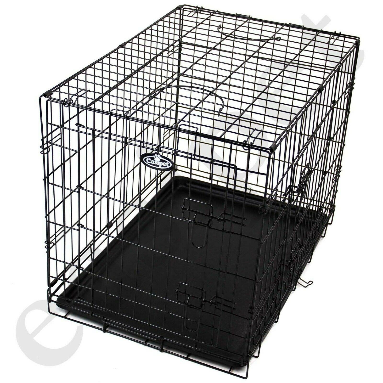 Easipet Sloping Dog Cage with Bed Small 24” Folding Car Puppy Pet Travel Crate 