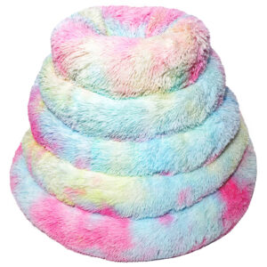 Fluffy Pet Bed Donut Rainbow